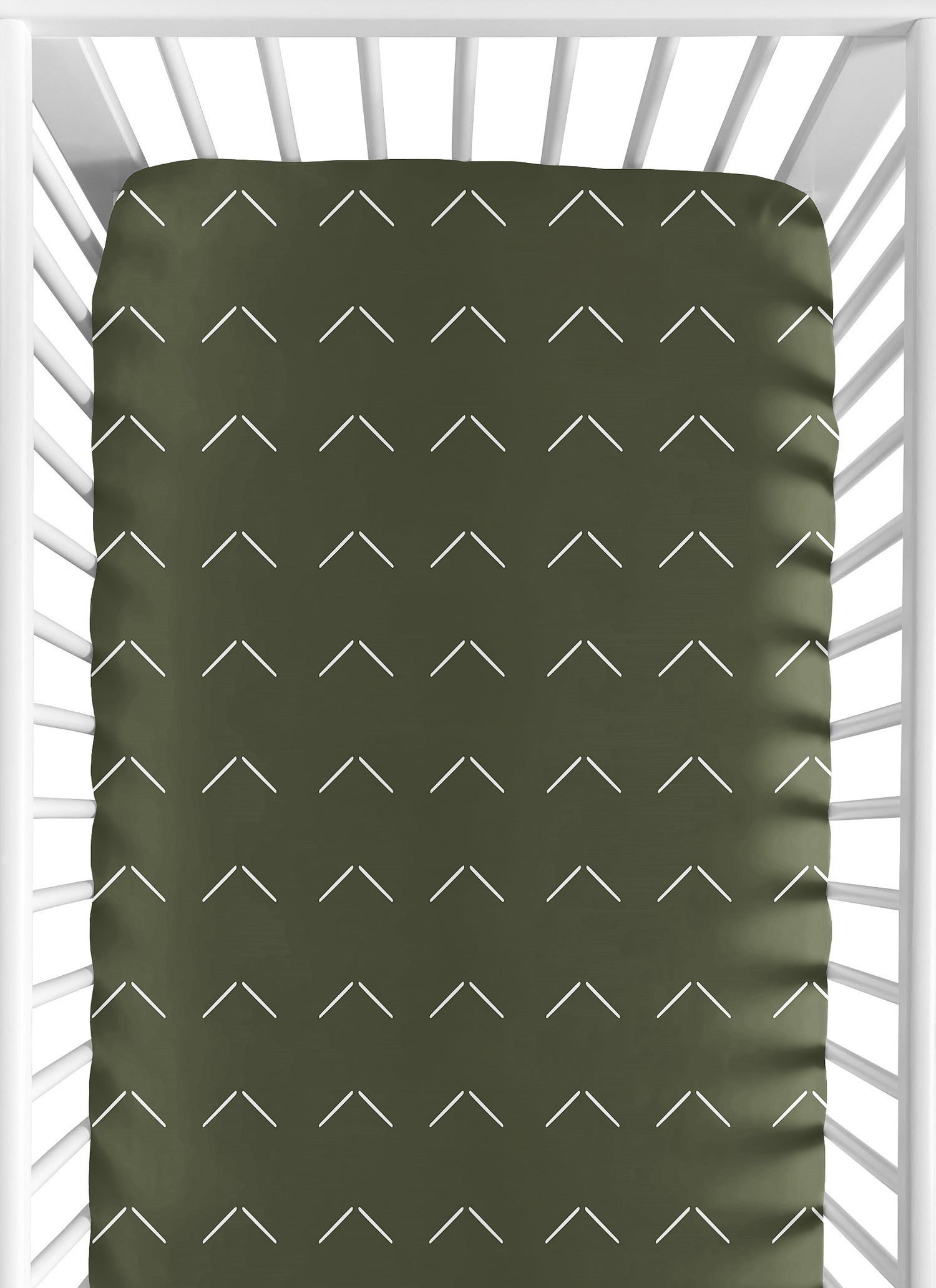 Woodland Arrow Green and White Crib Sheet