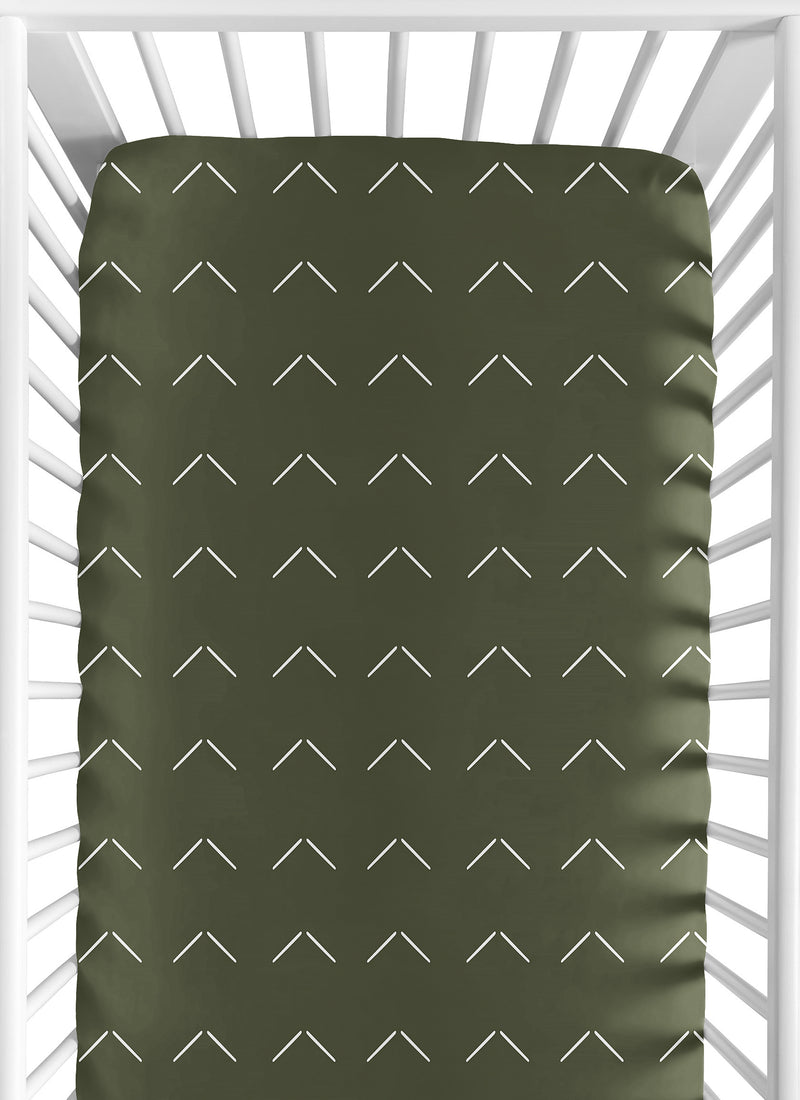 Woodland Arrow Green and White Crib Sheet