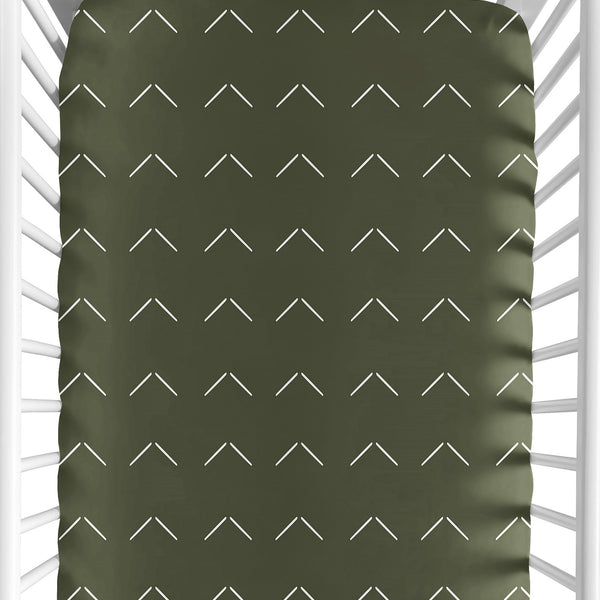 Woodland Arrow Green and White Crib Sheet