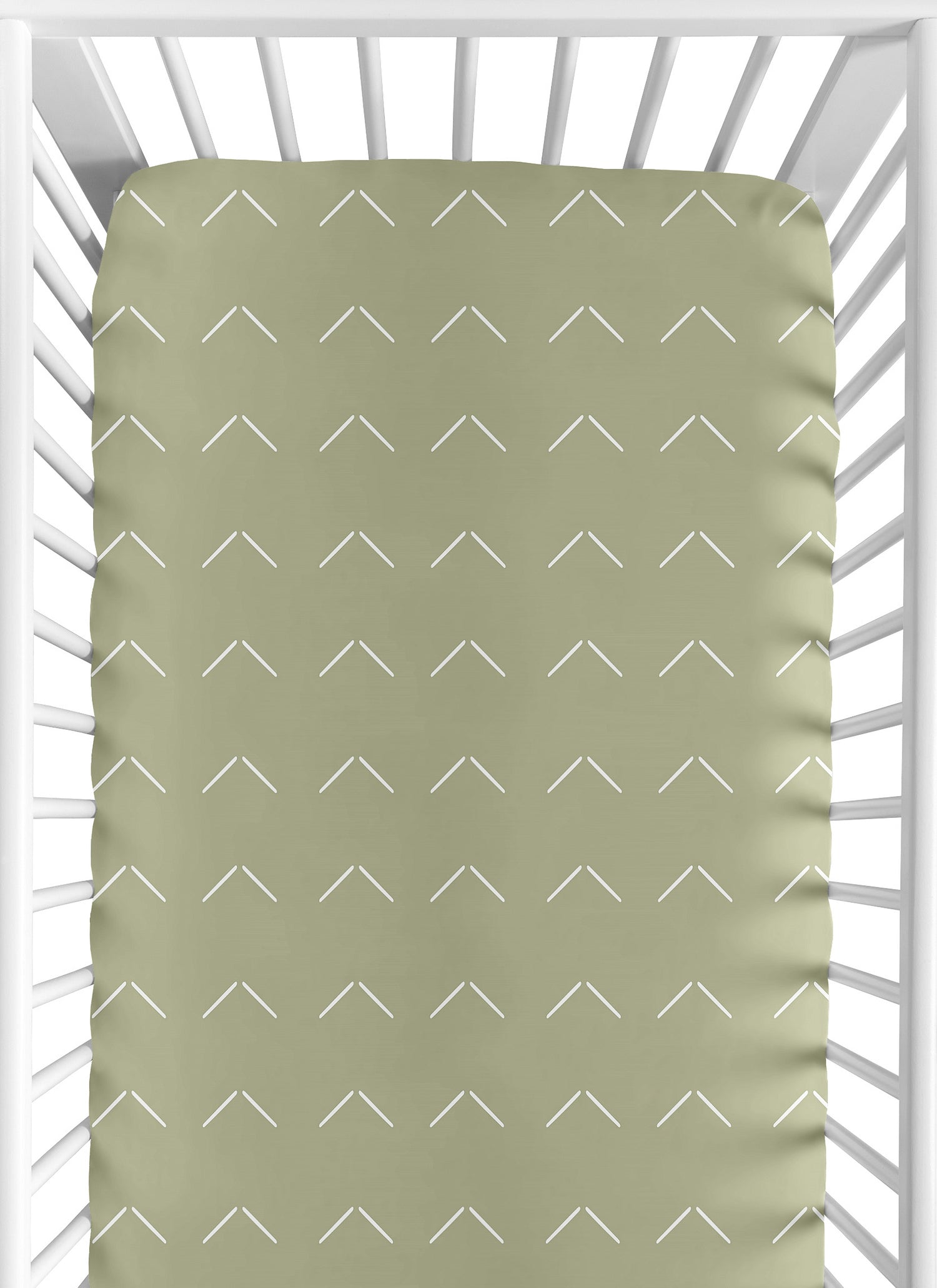 Woodland Arrow Sage and White  Crib Sheet