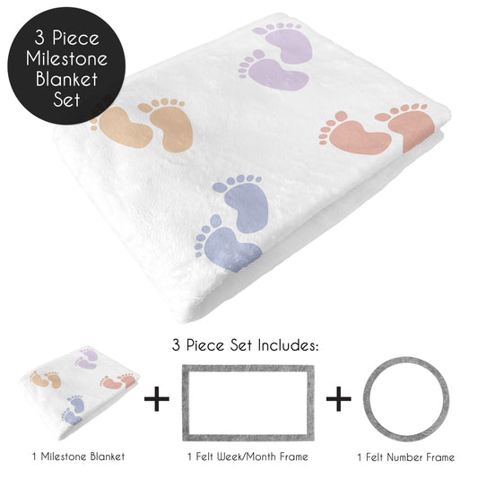 Baby Footprints Collection Monthly Milestone Baby Blanket