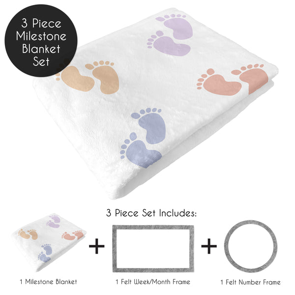 Baby Footprints Collection Monthly Milestone Baby Blanket alternate view