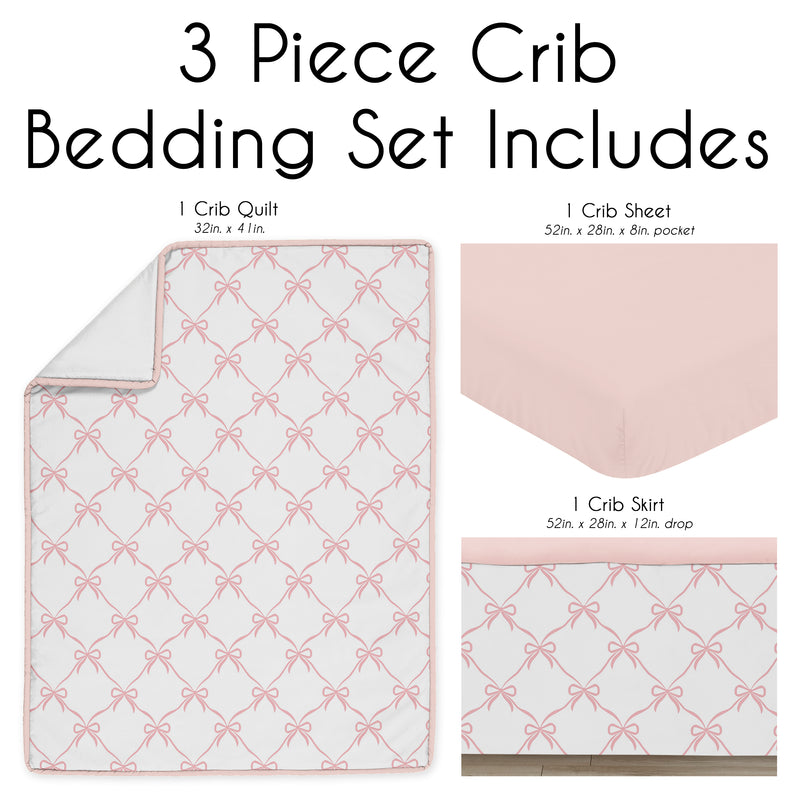 Ballerina and Ballet Bows Collection 3 Piece Crib Bedding