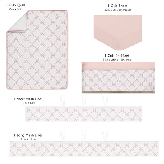 Ballerina and Ballet Bows Collection Sweet Jojo Designs 5 Piece Crib Bedding + BreathableBaby Breathable Mesh Liner