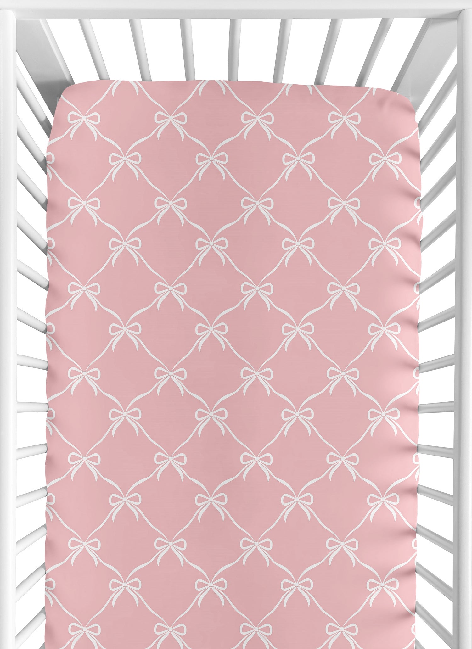 Ballerina and Ballet Bows Collection Crib Sheet - Pink Bow Print