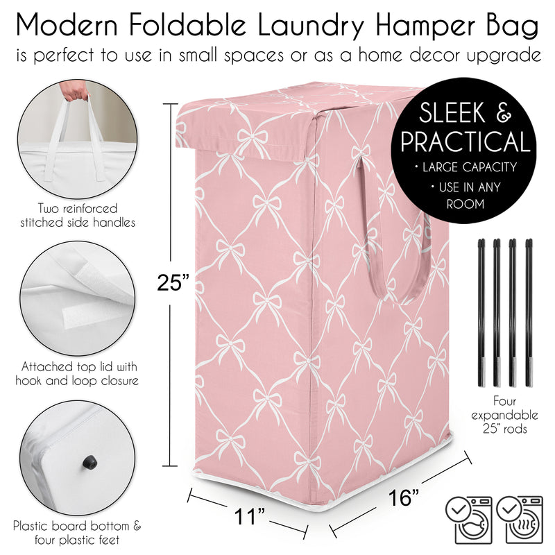Ballerina and Ballet Pink Bows Collection Laundry Hamper with Handles