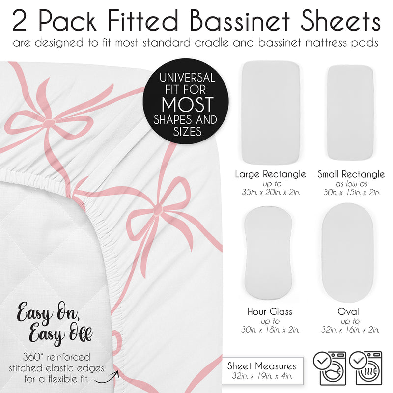 Ballerina and Ballet Bows Collection 2 Pack Baby Bassinet Fitted Sheets