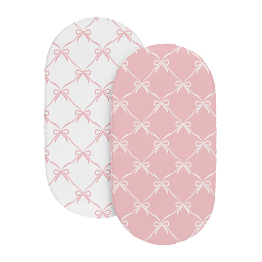Ballerina and Ballet Bows Collection 2 Pack Baby Bassinet Fitted Sheets