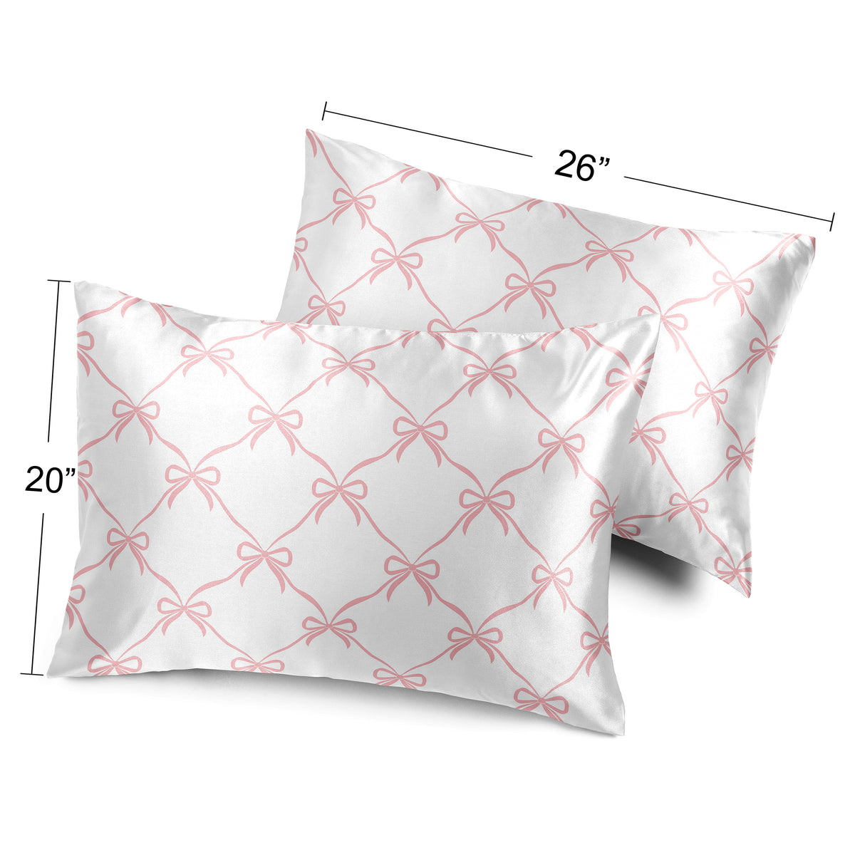 Ballerina and Ballet Bows Collection Decorative Satin Pillowcases - 2 Pack Set
