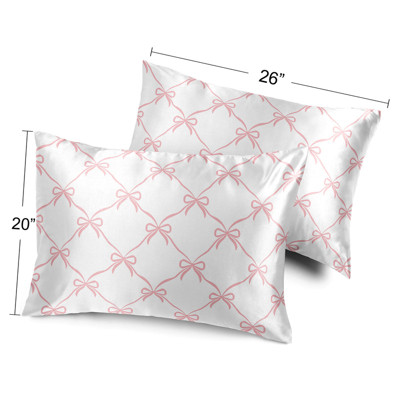 Ballerina and Ballet Bows Collection Decorative Satin Pillowcases - 2 Pack Set