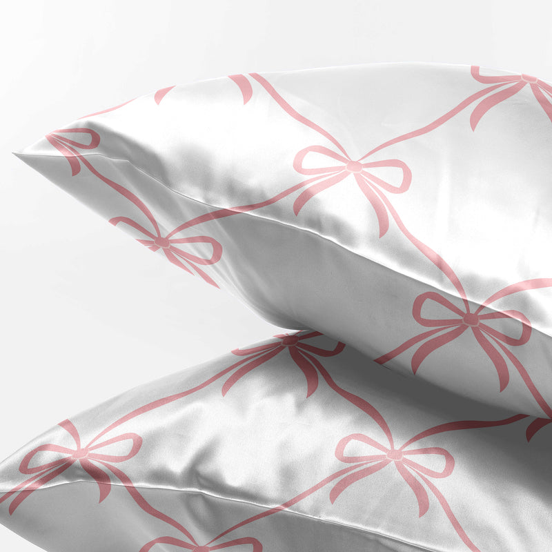 Ballerina and Ballet Bows Collection Decorative Satin Pillowcases - 2 Pack Set