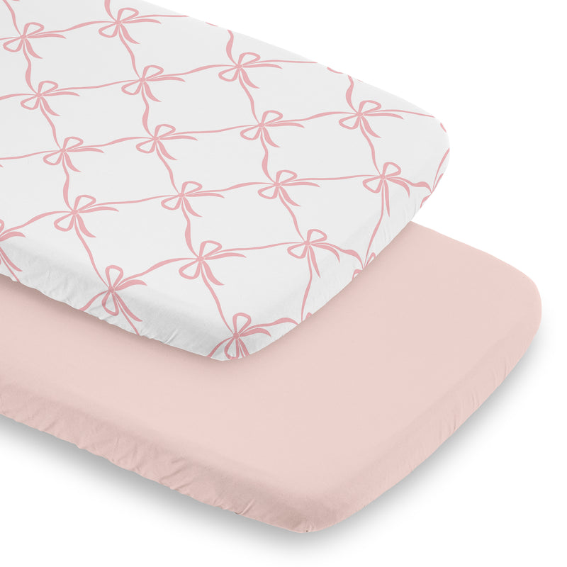 Ballerina and Ballet Bows Collection 2 Pack Baby Bassinet Fitted Sheets