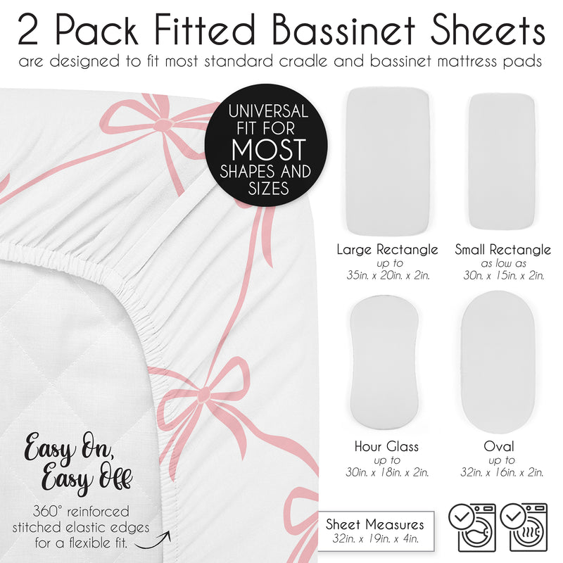 Ballerina and Ballet Bows Collection 2 Pack Baby Bassinet Fitted Sheets