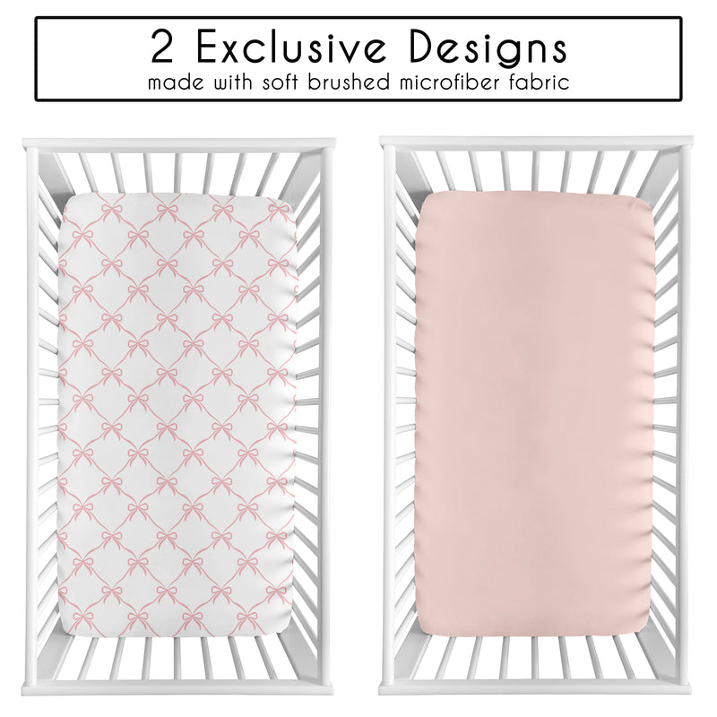 Ballerina and Ballet Bows Collection 2 Pack Crib Sheets - Bow Print