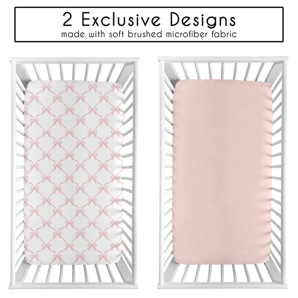 Ballerina and Ballet Bows Collection 2 Pack Crib Sheets - Bow Print alternate view
