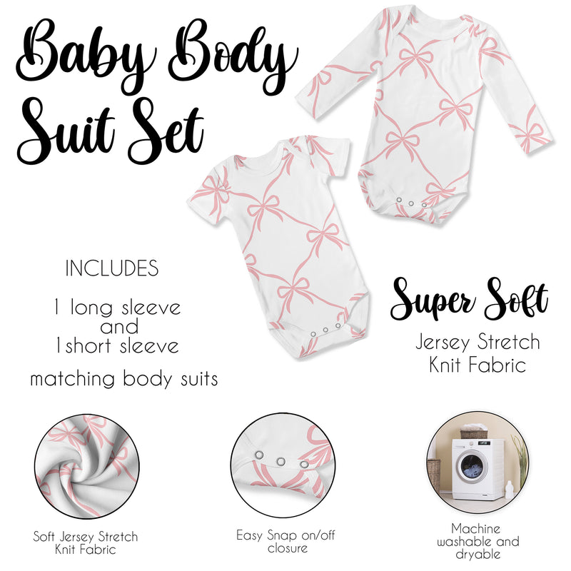 Ballerina and Ballet Bows Collection 6-12M Baby Clothes Bodysuits - 2 Pack Set