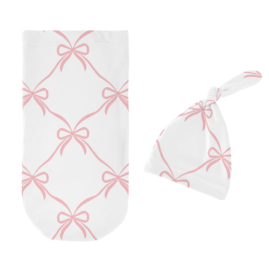 Ballerina and Ballet Bows Collection Baby Cocoon and Beanie Hat - 2 Piece Set
