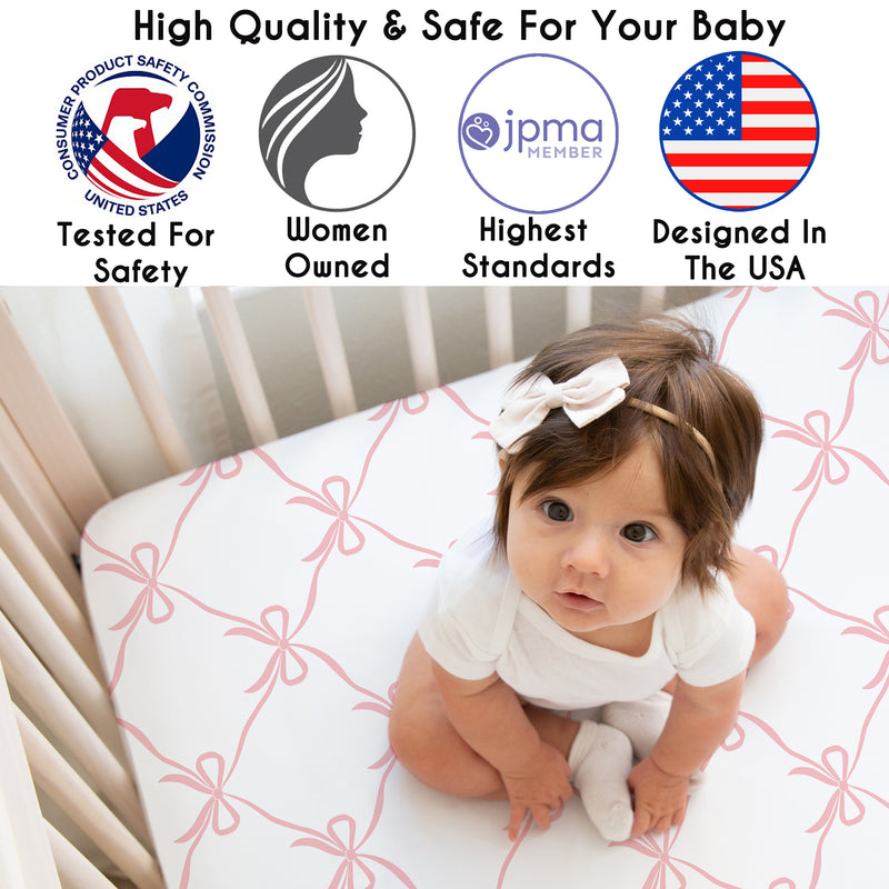 Ballerina and Bows Collection Crib Sheet - Bow Print