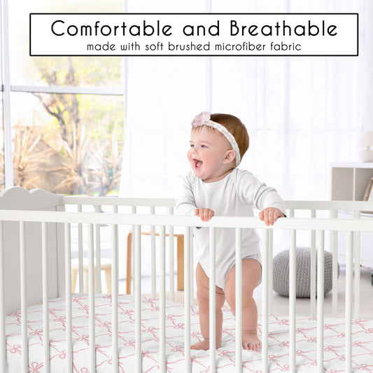 Ballerina and Bows Collection Crib Sheet - Bow Print