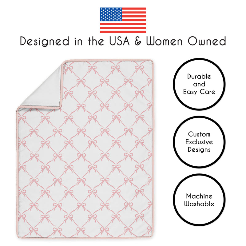 Ballerina and Ballet Bows Collection 3 Piece Mini Crib Bedding Set
