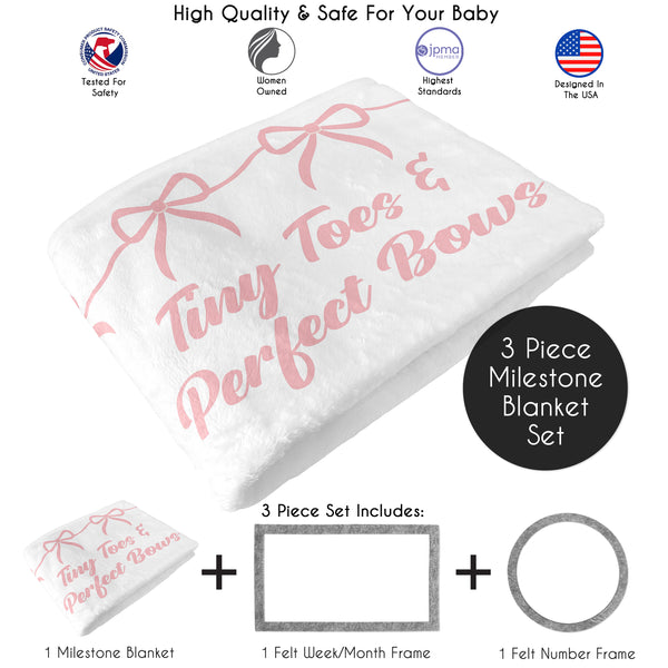 Ballerina and Ballet Bows Collection Monthly Milestone Baby Blanket alternate view