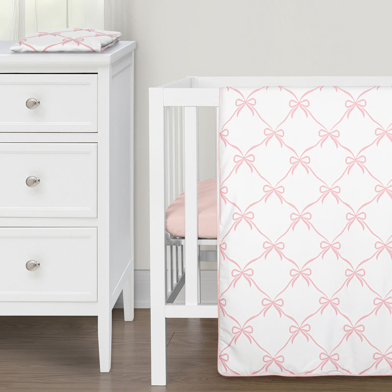 Ballerina and Ballet Bows Collection 3 Piece Mini Crib Bedding Set