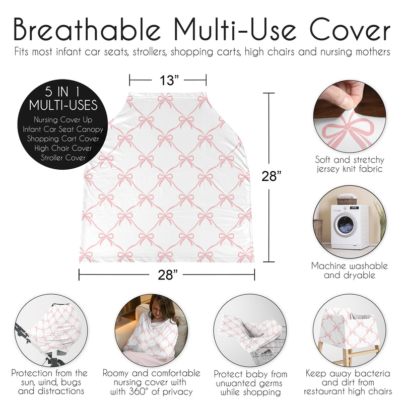 Ballerina and Ballet Bows Collection Multi Use Baby Car Seat and Nursing Cover
