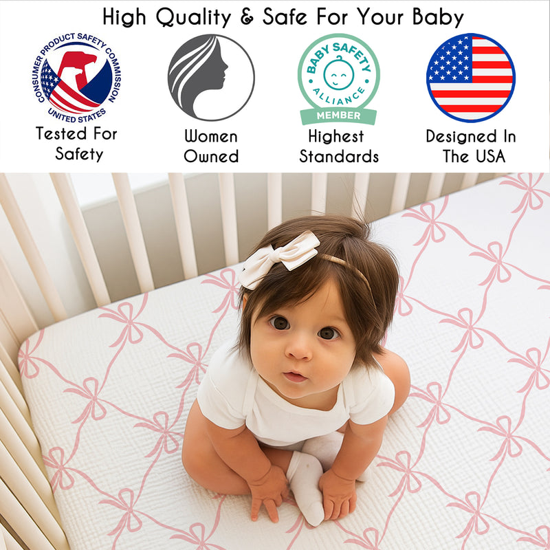 Ballerina and Ballet Bows Collection 100% Cotton Muslin Crib Sheet