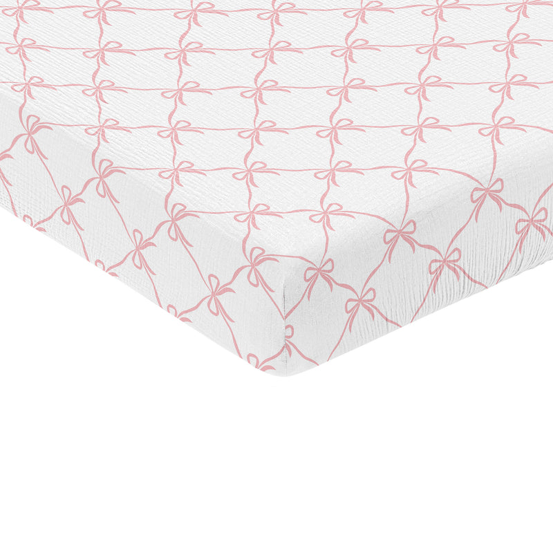 Ballerina and Ballet Bows Collection 100% Cotton Muslin Crib Sheet