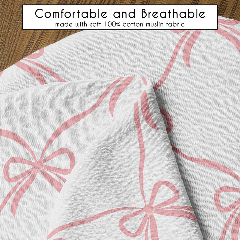 Ballerina and Ballet Bows Collection 100% Cotton Muslin Nursing Breastfeeding Pillow Cover Case (Pillow Not Included)