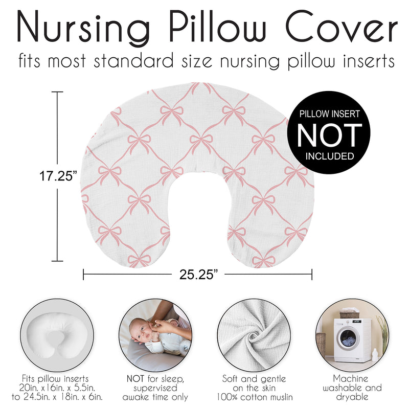 Ballerina and Ballet Bows Collection 100% Cotton Muslin Nursing Breastfeeding Pillow Cover Case (Pillow Not Included)