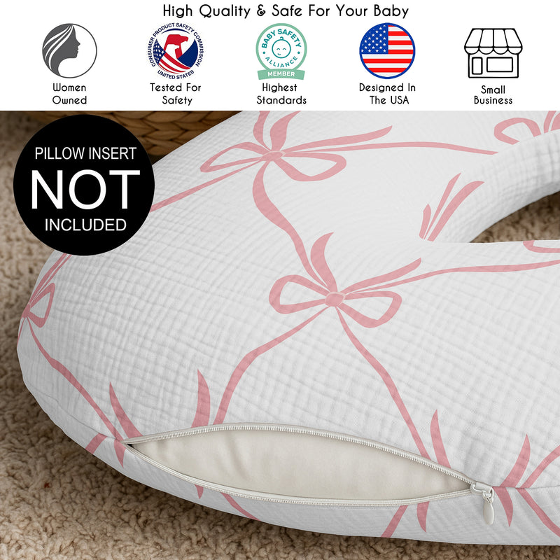 Ballerina and Ballet Bows Collection 100% Cotton Muslin Nursing Breastfeeding Pillow Cover Case (Pillow Not Included)