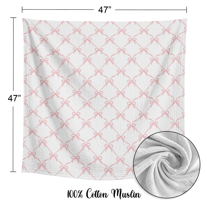 Ballerina and Ballet Bows Collection 2 Pack 100% Cotton Muslin Baby Swaddle Receiving Blankets