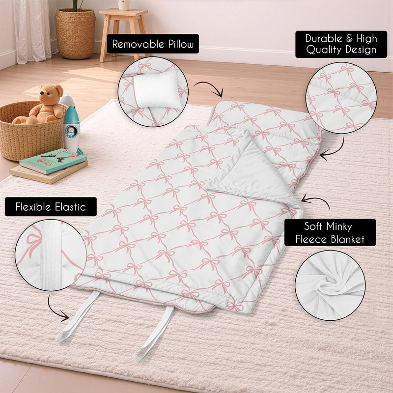 Ballerina and Ballet Bows Collection Lightweight Toddler Nap Mat with Pillow
