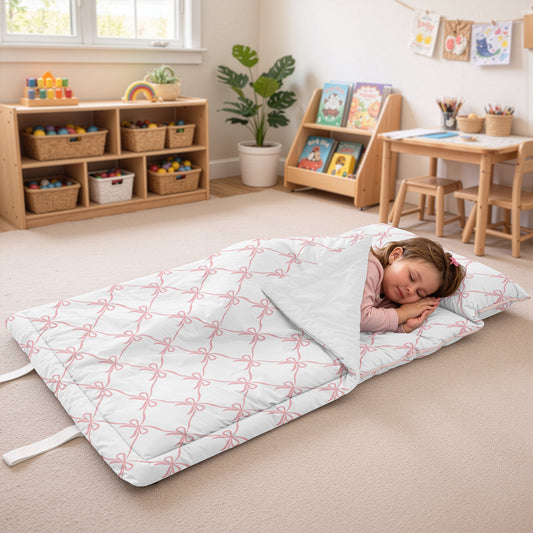 Ballerina and Ballet Bows Collection Lightweight Toddler Nap Mat with Pillow