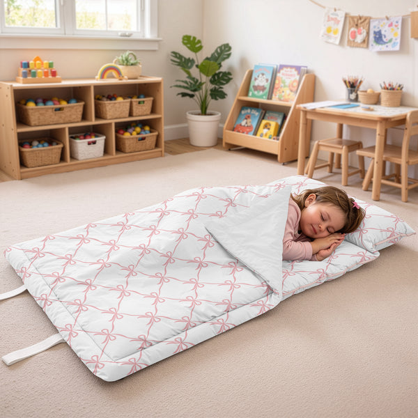 Ballerina and Ballet Bows Collection Lightweight Toddler Nap Mat with Pillow alternate view