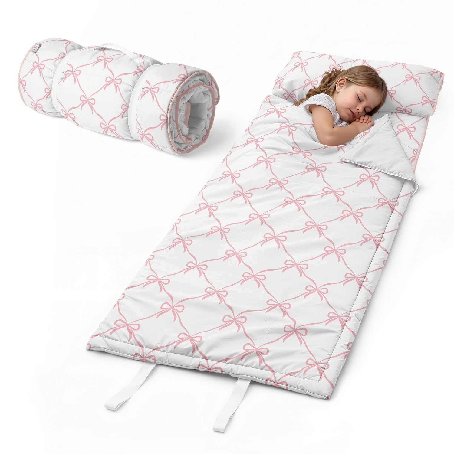 Ballerina and Ballet Bows Collection Lightweight Toddler Nap Mat with Pillow