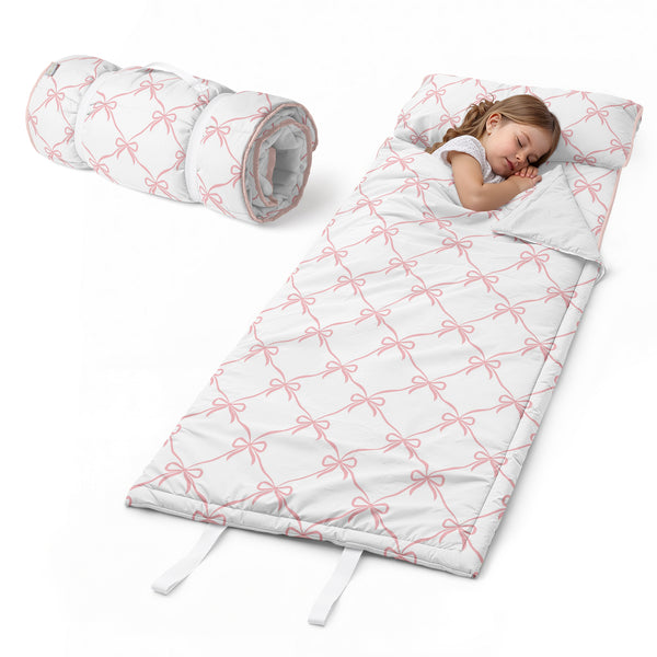 Ballerina and Ballet Bows Collection Lightweight Toddler Nap Mat with Pillow