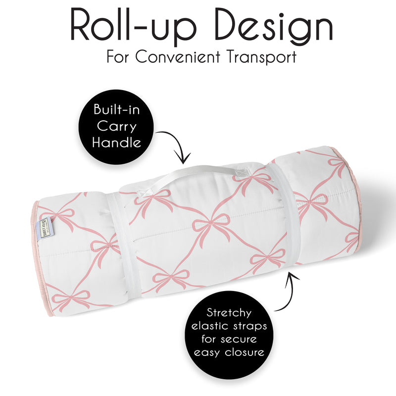 Ballerina and Ballet Bows Collection Lightweight Toddler Nap Mat with Pillow