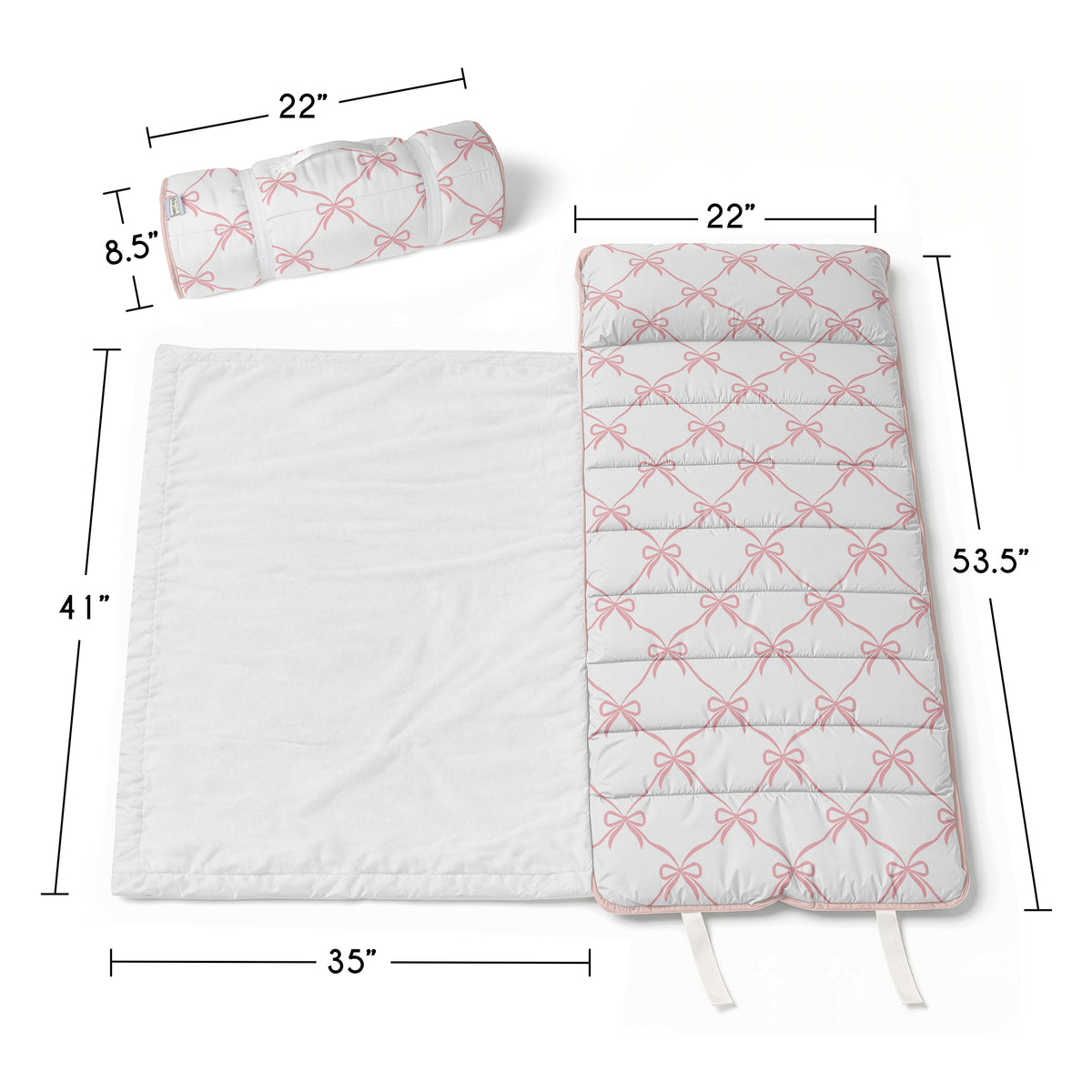 Ballerina and Ballet Bows Collection Lightweight Toddler Nap Mat with Pillow