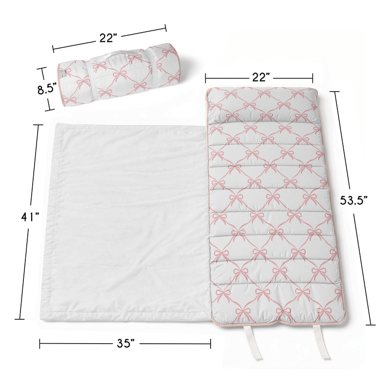 Ballerina and Ballet Bows Collection Lightweight Toddler Nap Mat with Pillow