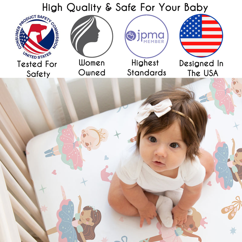 Ballerina and Ballet Bows Collection Crib Sheet