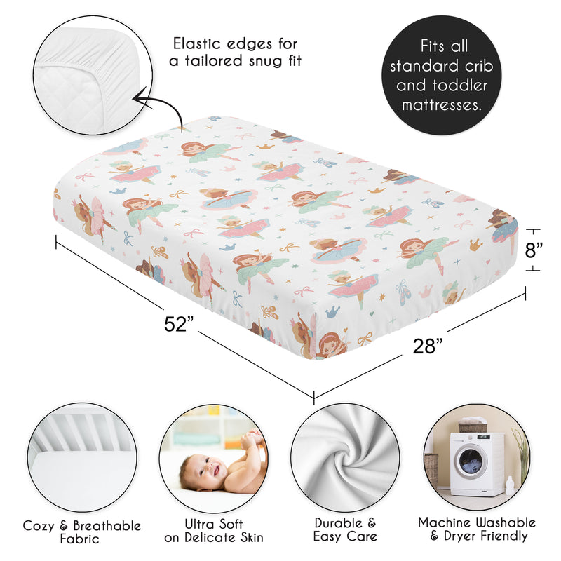 Ballerina and Ballet Bows Collection Crib Sheet