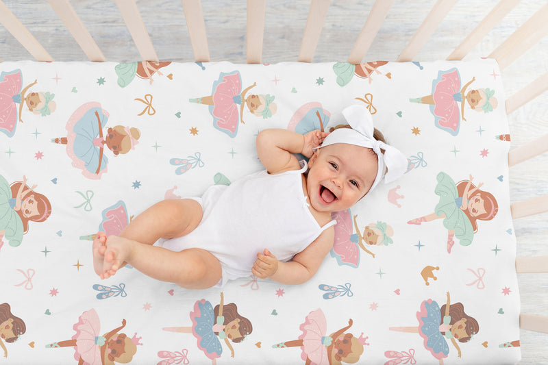 Ballerina and Ballet Bows Collection Crib Sheet