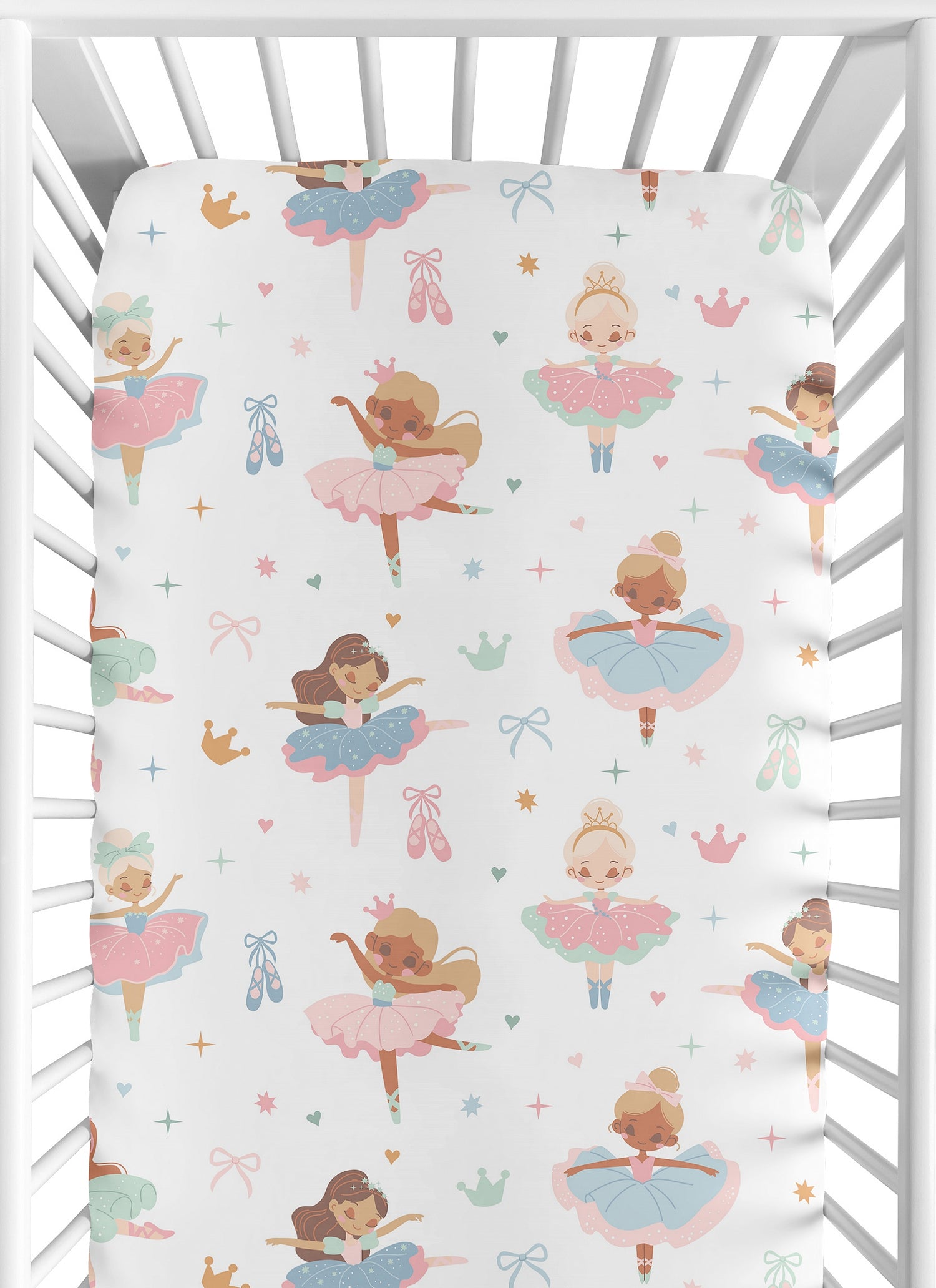 Ballerina and Ballet Bows Collection Crib Sheet