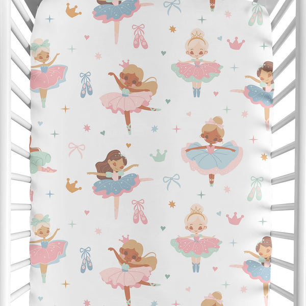 Ballerina and Ballet Bows Collection Crib Sheet