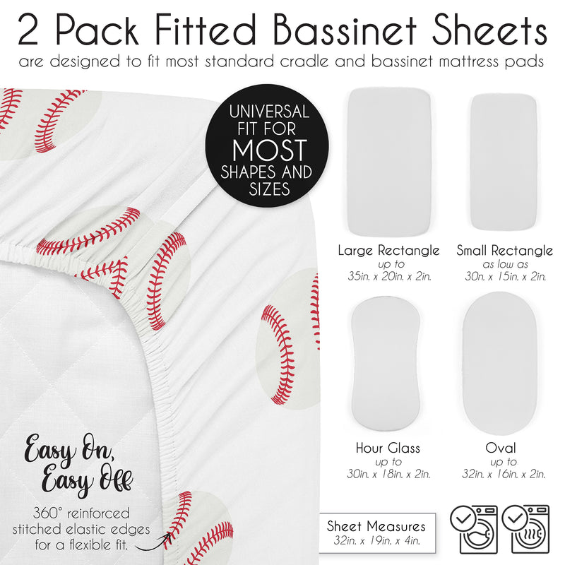 Baseball Patch Collection 2 Pack Baby Bassinet Fitted Sheets