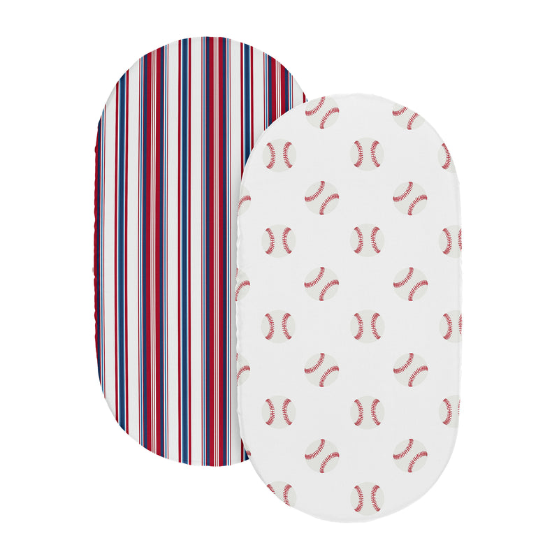 Baseball Patch Collection 2 Pack Baby Bassinet Fitted Sheets