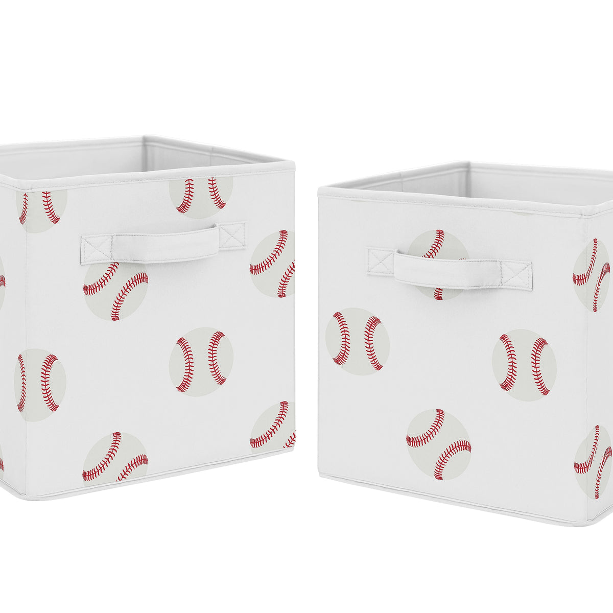 Baseball Patch Collection Foldable Fabric Storage Bins - Set of 2