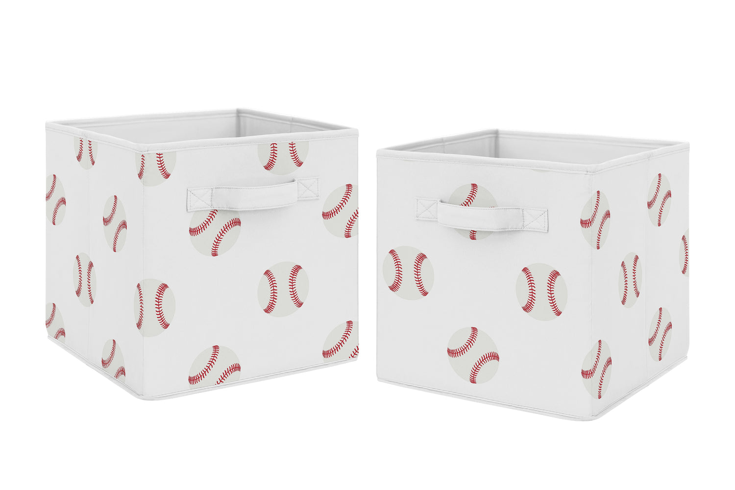 Baseball Patch Collection Foldable Fabric Storage Bins - Set of 2